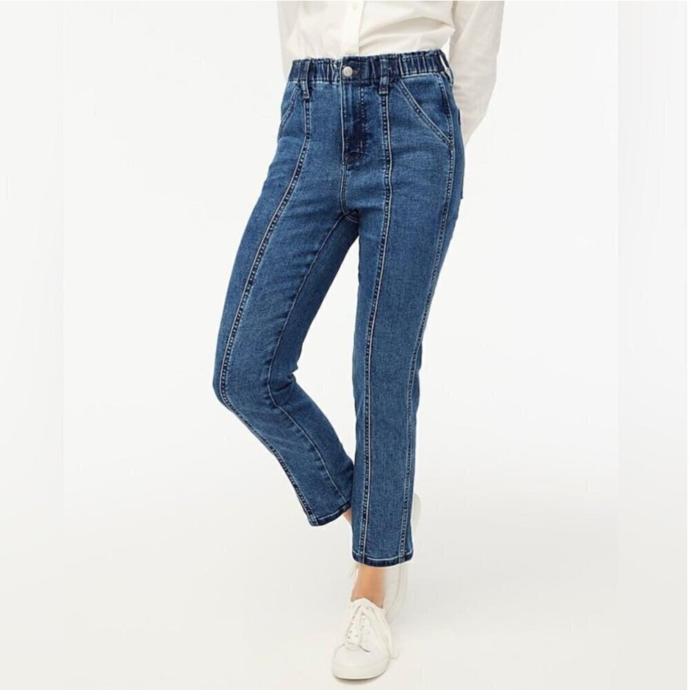 J.Crew Denim Barrel Pants Tapered Leg Medium Wash Blue Size 8 / 29